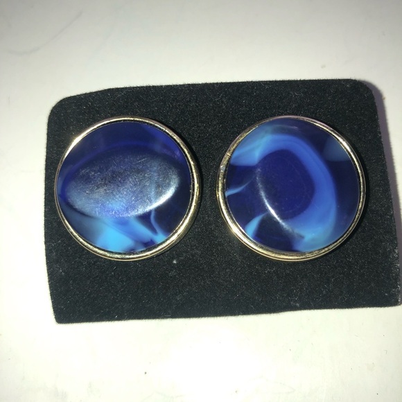 Vintage Blue Swirl peirced earrings - Picture 1 of 5